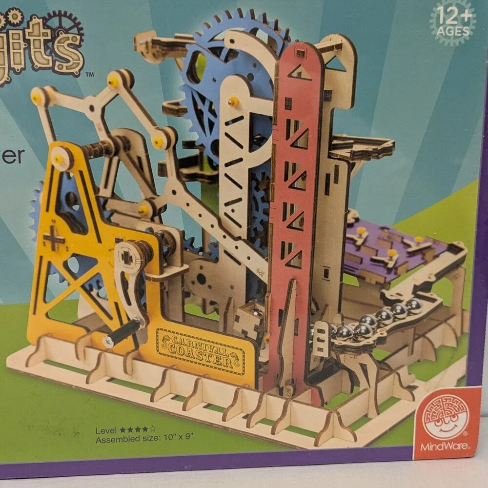 NWT! Gearjits Carnival Marble Coaster 3D Wooden Puzzle by MindWare